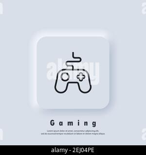 Game console logo. Game controller line icon. Joystick icons. Gamepad. Vector. UI icon. Neumorphic UI UX white user interface web button. Neumorphism Stock Vector