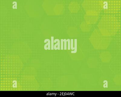 Abstract technological or medical pattern, background with dots and hexagons, green backdrop with figures Stock Vector