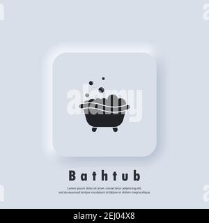 Bathtub icon. Bathtub symbol. Vector. Neumorphic UI UX white user interface web button. Neumorphism Stock Vector