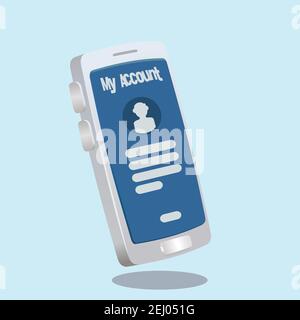 my account information application.  3d, three dimentional drawing cartoon style toy like illustration Stock Vector