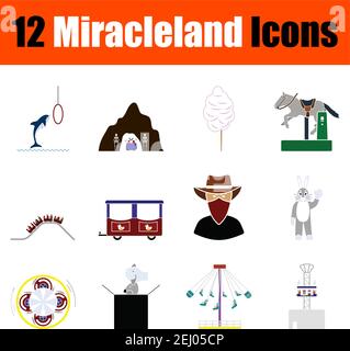 Miracleland Icon Set. Flat Design. Fully editable vector illustration. Text expanded. Stock Vector