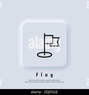 Flag line icon. Mission icon. Achievement symbol, logo. Vector EPS 10. Neumorphic UI UX white user interface web button. Neumorphism Stock Vector