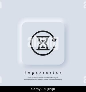 Time logo. Hourglass icon. Timer expectations. Wait. Icon hours. Vector EPS 10. Neumorphic UI UX Stock Vector