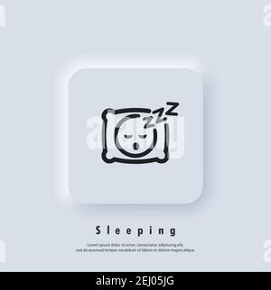 Sleeping icon. Pillow. Sleep. An image of a person having a dreamful slumber in bed on a pillow with some sleeping sound. Rest, relaxation, restoratio Stock Vector