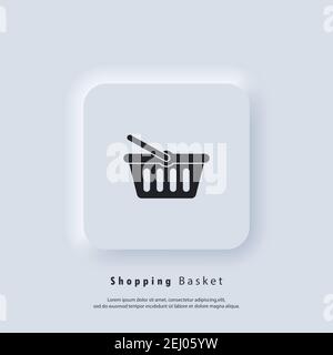 Shopping basket icon. Add to cart button icon. Shopping basket logo. Vector. UI icon. Neumorphic UI UX white user interface web button. Neumorphism Stock Vector