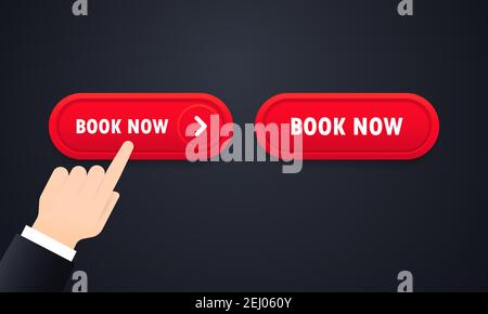 Book now button set. For website. Vector on isolated white background. EPS 10. Stock Vector