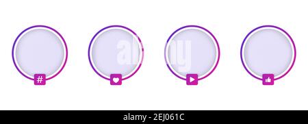 Social media avatar icon set. Stories. Blogging. Vector EPS 10. Isolated on white background. Stock Vector
