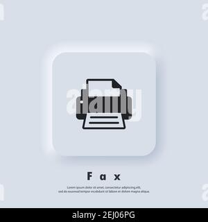 Printer icon. Fax icon. Fax logo. Vector. UI icon. Neumorphic UI UX white user interface web button. Neumorphism Stock Vector