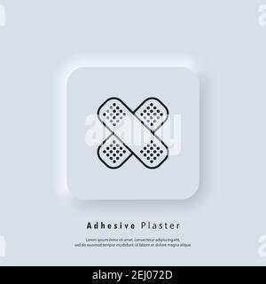 Adhesive plaster icon. Pharmacy plasters. Emergency. Hospital. Healthcare. Vector. UI icon. Neumorphic UI UX white user interface web button. Neumorph Stock Vector
