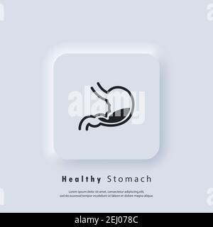 Healthy stomach icon. Stomach logo. Gastrointestinal icon. Vector. UI icon. Neumorphic UI UX white user interface web button. Neumorphism Stock Vector
