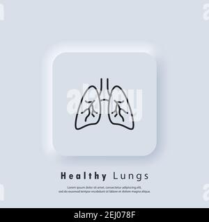 Lungs. Pneumonia icon. Inflammatory in lungs. Asthma or tuberculosis. Vector. UI icon. Neumorphic UI UX white user interface web button. Neumorphism Stock Vector
