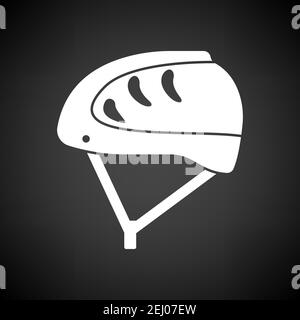 Climbing Helmet Icon. White on Black Background. Vector Illustration. Stock Vector