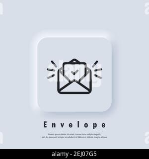 Email Icon. Open envelope. Newsletter logo. Email and messaging icons. Email marketing campaign. Vector EPS 10. UI icon. Neumorphic UI UX white user i Stock Vector