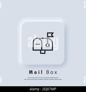 Mail Box icon. Newsletter logo. Envelope. Email and messaging icons. Email marketing campaign. Vector EPS 10. UI icon. Neumorphic UI UX white user int Stock Vector