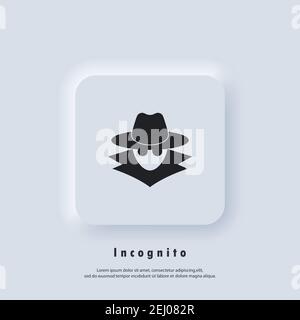 Incognito icon. Incognito logo. Browse in private. Spy agent, secret agent, hacker. Vector. UI icon. Neumorphic UI UX white user interface web button. Stock Vector