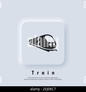 Train icon. Trip way. Journey concept. Vector. UI icon. Neumorphic UI UX white user interface web button. Neumorphism Stock Vector