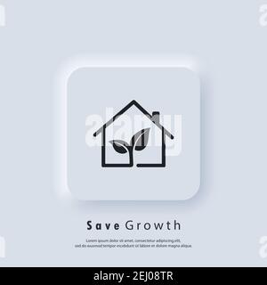 Save growth. Ecology. Environment concept. Vector. UI icon. Neumorphic UI UX white user interface web button. Neumorphism Stock Vector
