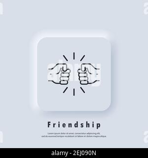 Friendships icon. Fist icon. Handshake of business partners. A human greeting. New normal. Vector. UI icon. Neumorphic UI UX white user interface web Stock Vector