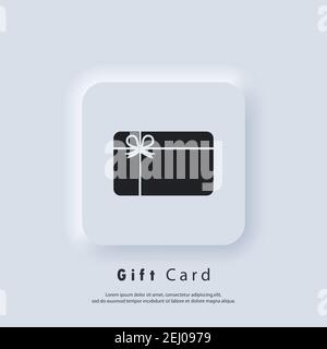 Gift card icon vector logo. Loyalty card icons. Incentive gift logo. Collect bonus, earn reward, redeem gift, win present. Vector. UI icon. Neumorphic Stock Vector