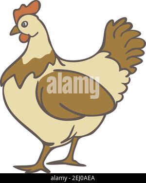 Vector illustration of farm hen isolated on a white background. Stock Vector