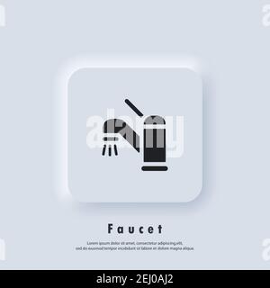 Faucet icon. Faucet logo. Vector. UI icon. Neumorphic UI UX white user interface web button. Stock Vector
