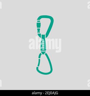 Alpinist Quickdraw Icon. Green on Gray Background. Vector Illustration. Stock Vector