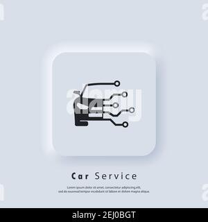 Car service logo. Diagnostics car tech icon logo. Diagnostics car icons. Vector. UI icon. Neumorphic UI UX white user interface web button. Neumorphis Stock Vector