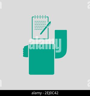 Waiter Take Oder Icon. Green on Gray Background. Vector Illustration. Stock Vector