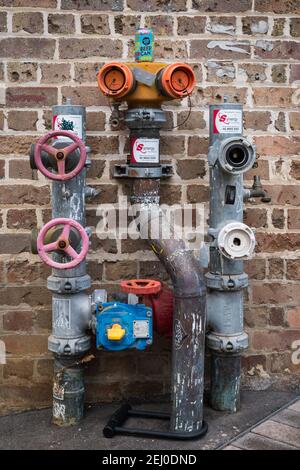 Fire hydrant on the corner of Balfour Street and Wellington Street, Sydney, New South Wales, Australia. Stock Photo