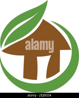 Eco-friendly house with leaf , home improvement and sustainable development concept Stock Vector
