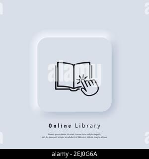 Electronic digital library. Internet education concept, e-learning resources, distant online courses. Vector. UI icon. Neumorphic UI UX white user int Stock Vector