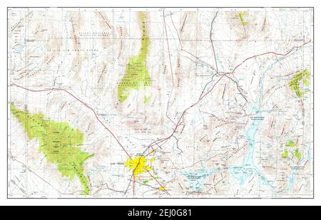 YellowMaps Las Vegas NV topo map, 1:250000 Scale, 1 X 2 Degree, Historical,  1957, Updated 1957, 22.8 x 32.2 in