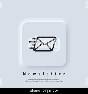 Newsletter logo. Envelope icon. Email and messaging icons. Email marketing campaign. Vector EPS 10. UI icon. Neumorphic UI UX white user interface web Stock Vector