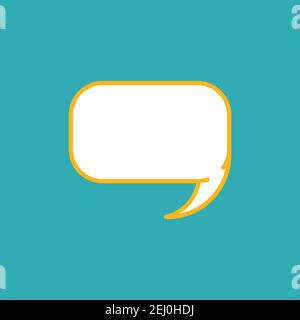 white chat speech bubble yellow outline isolated on blue background. Vector flat icon. Tint, hint. Conclusion, communication, education picture. Help Stock Vector