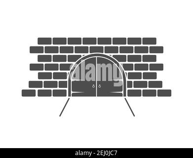 wall with a gate. Vector icon for thematic design. Flat style. Stock Vector