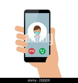 person calling doctor with smartphone cell vector illustration EPS10 Stock Vector