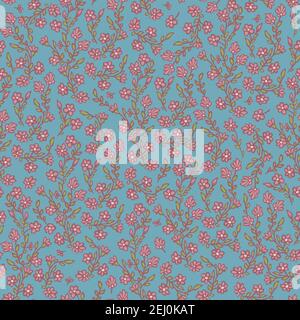 Vector seamless pattern decoration of rose flowers and leaves. Stock Vector