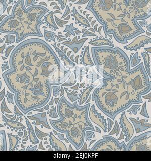 Vector seamless pattern decoration of rose flowers, leaves and abstract geometrical figures. Stock Vector