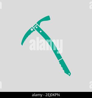 Ice Axe Icon. Green on Gray Background. Vector Illustration. Stock Vector