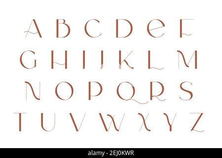 Modern sans serif elegance font. Classic minimal high contrast wedding font. Uppercase only. Vector illustration. Stock Vector