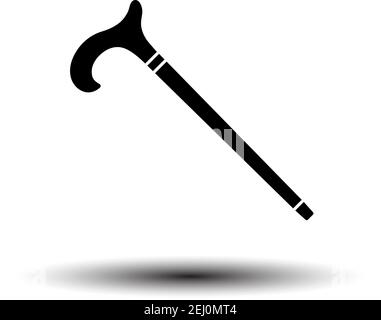 Walking Stick Icon. Black on White Background With Shadow. Vector Illustration. Stock Vector