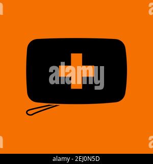 Alpinist First Aid Kit Icon. Black on Orange Background. Vector Illustration. Stock Vector