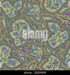 Vector seamless pattern decoration of rose flowers, leaves and abstract geometrical figures. Stock Vector