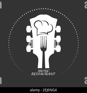 Stylized logo of a music restaurant. Vector illustration. Simple design Stock Vector
