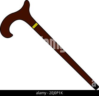 Walking Stick Icon. Editable Outline With Color Fill Design. Vector Illustration. Stock Vector