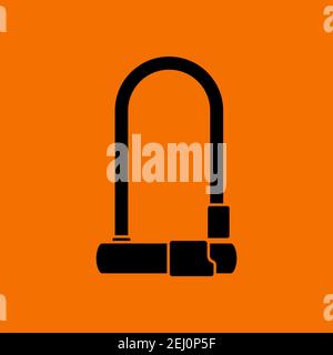 Bike Lock Icon. Black on Orange Background. Vector Illustration. Stock Vector