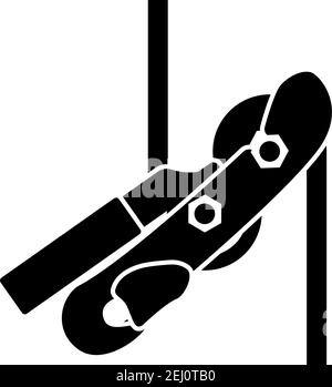 Alpinist Rope Ascender Icon. Black Stencil Design. Vector Illustration. Stock Vector