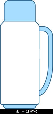 Alpinist Vacuum Flask Icon. Thin Line With Blue Fill Design. Vector Illustration. Stock Vector
