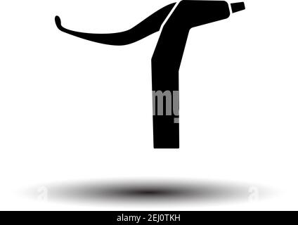 Bike HandleBar Brake Icon. Black on White Background With Shadow. Vector Illustration. Stock Vector