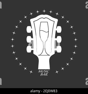 Stylized music bar logo. Vector illustration. Simple design Stock Vector